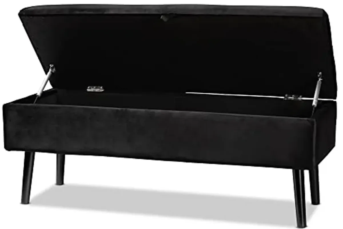 Baxton Studio Caine Benches & Banquettes, Black/Dark Brown