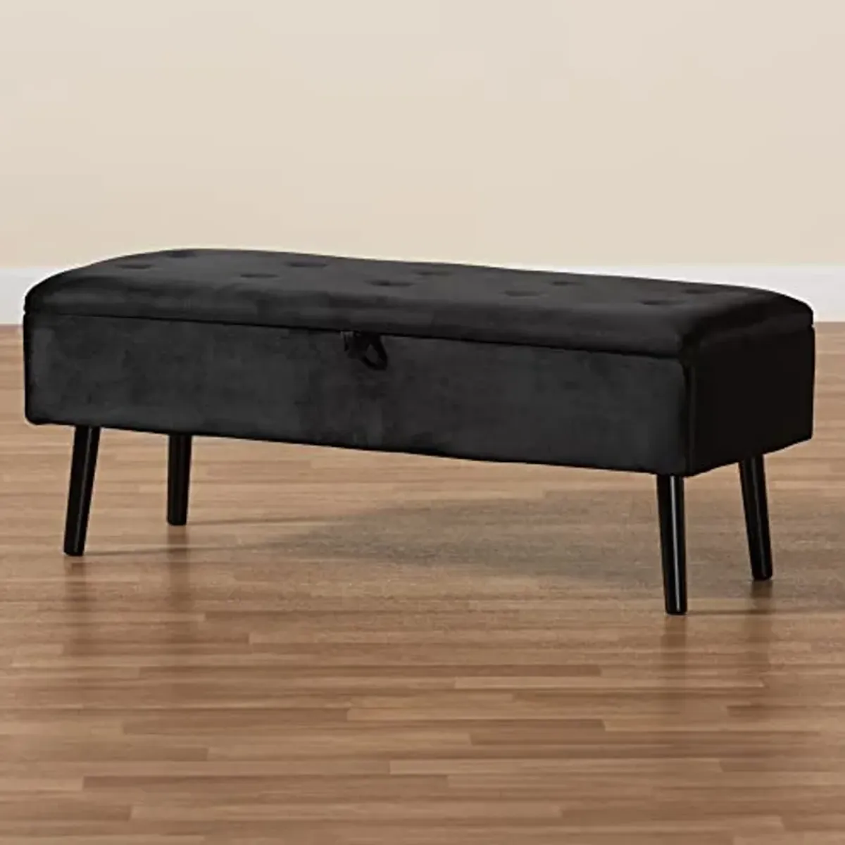 Baxton Studio Caine Benches & Banquettes, Black/Dark Brown