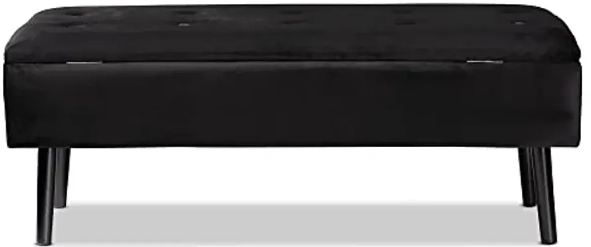 Baxton Studio Caine Benches & Banquettes, Black/Dark Brown