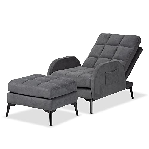 Baxton Studio Belden Living Room Sets, Grey/Black