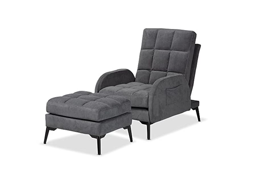 Baxton Studio Belden Living Room Sets, Grey/Black