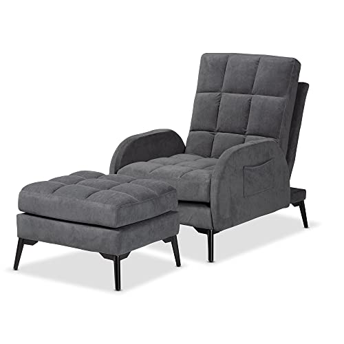 Baxton Studio Belden Living Room Sets, Grey/Black