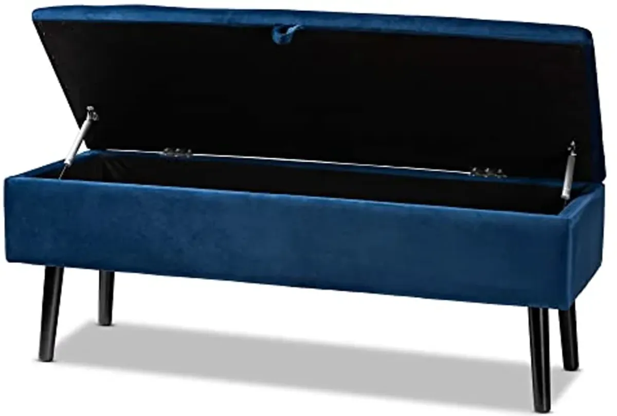 Baxton Studio Caine Benches & Banquette, Navy Blue/Dark Brown