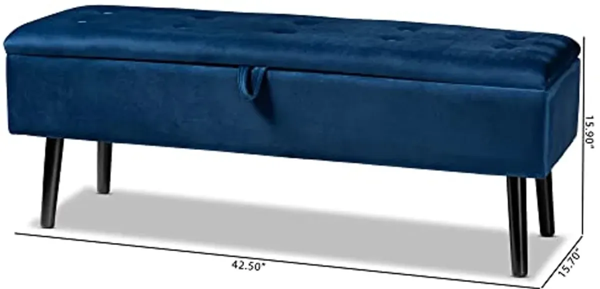 Baxton Studio Caine Benches & Banquette, Navy Blue/Dark Brown