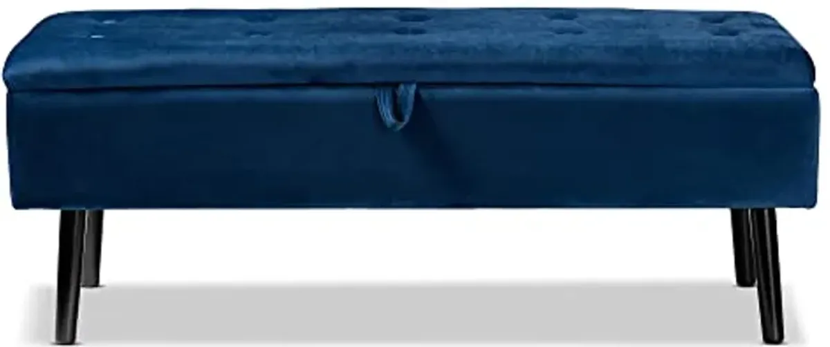 Baxton Studio Caine Benches & Banquette, Navy Blue/Dark Brown