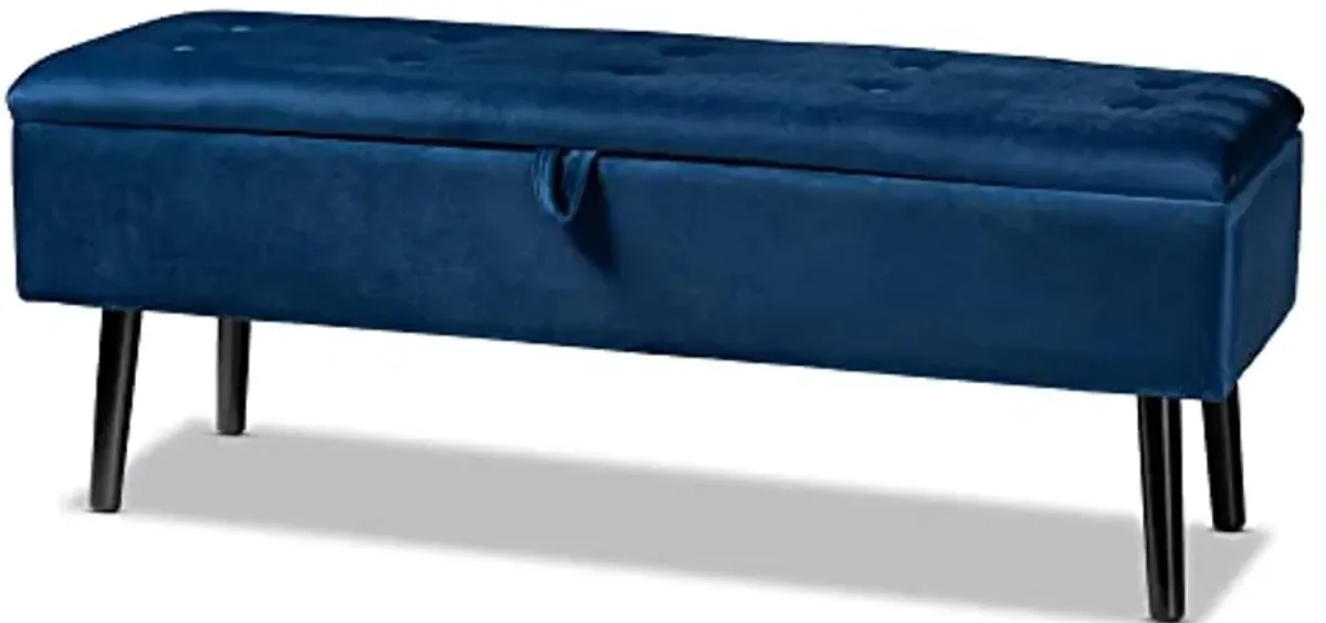 Baxton Studio Caine Benches & Banquette, Navy Blue/Dark Brown