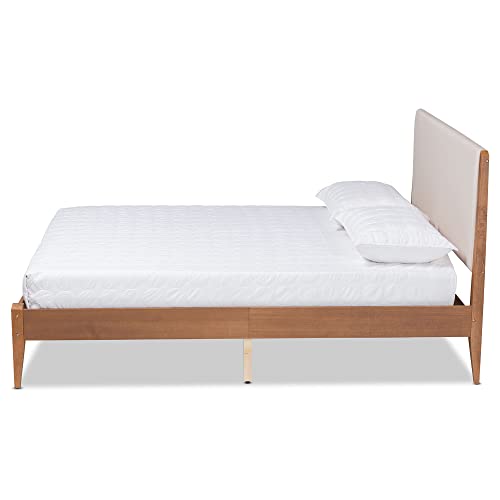 Baxton Studio Lenora Beds (Platform), Queen, Beige/Walnut Brown