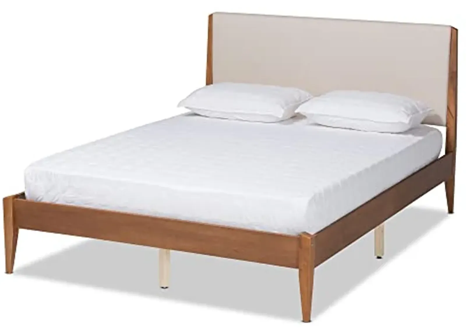 Baxton Studio Lenora Beds (Platform), Queen, Beige/Walnut Brown