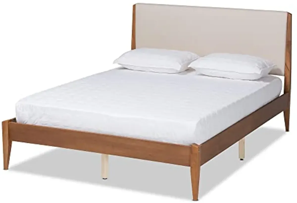 Baxton Studio Lenora Beds (Platform), Queen, Beige/Walnut Brown