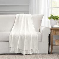 Lush Decor Waffle Cotton Knit Throw Blanket, 60" x 50", White