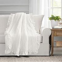 Lush Decor Ella Shabby Chic Ruffle Lace Blanket, 60" x 50", White