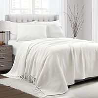 Lush Decor Waffle Cotton Knit Blanket/Coverlet, Full/Queen, White