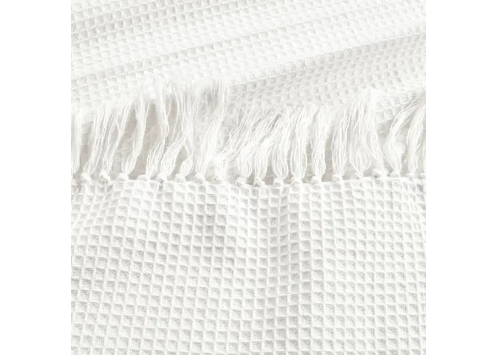 Lush Decor Waffle Cotton Knit Throw Blanket, King, White - Waffle Knit Blanket King - Tassel Fringe - Soft & Lightweight - Oversized Cotton Blanket for Bed Or Couch - Boho & Farmhouse Home Decor