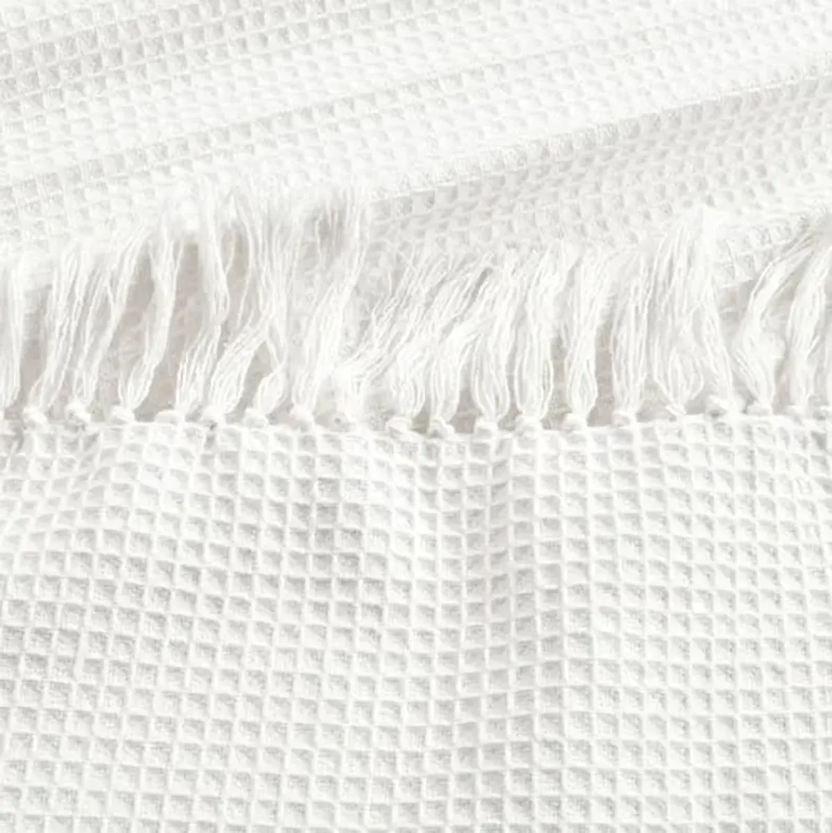 Lush Decor Waffle Cotton Knit Throw Blanket, King, White - Waffle Knit Blanket King - Tassel Fringe - Soft & Lightweight - Oversized Cotton Blanket for Bed Or Couch - Boho & Farmhouse Home Decor