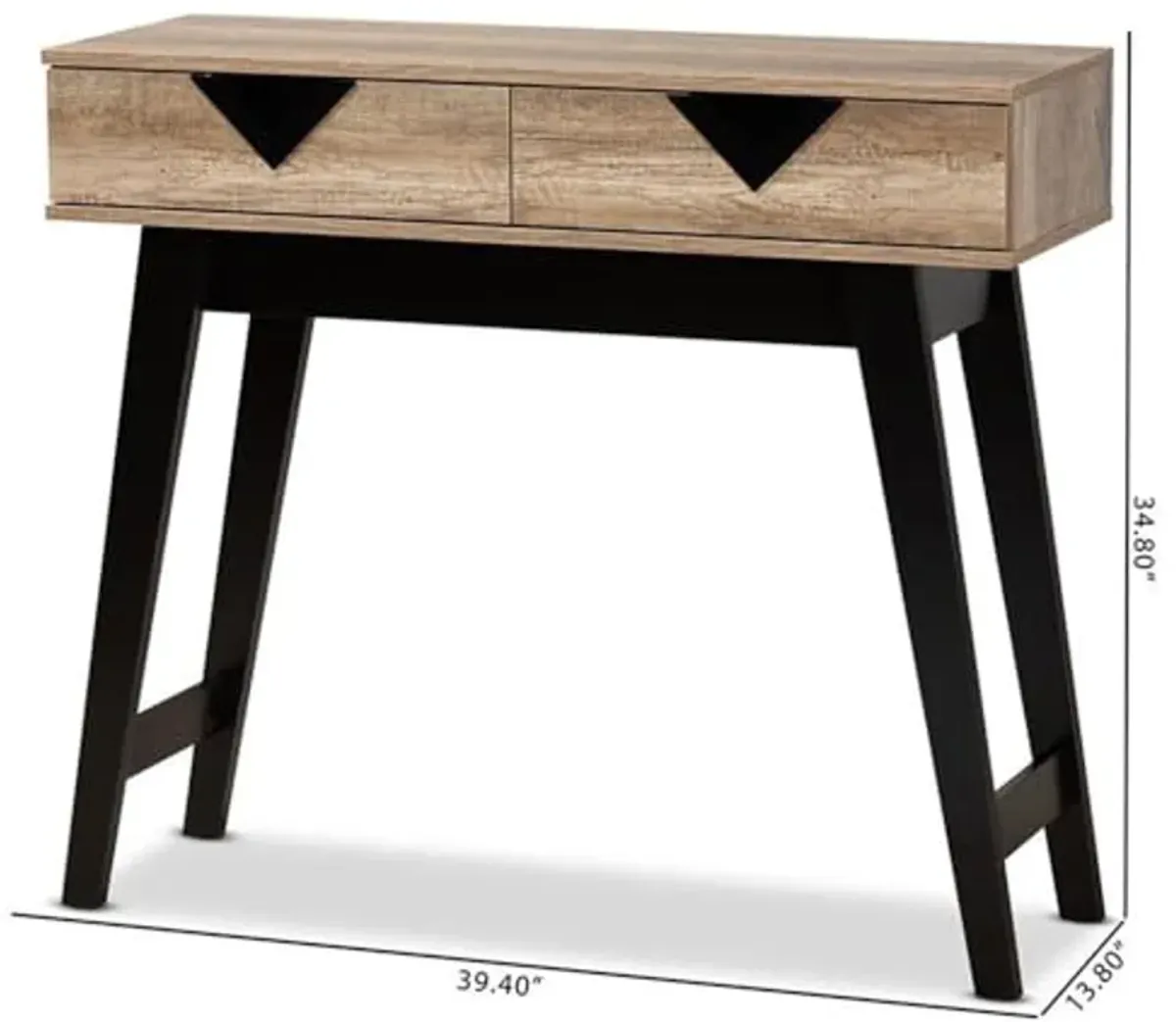 Baxton Studio Wales Modern and Contemporary Light Brown Finished Wood 2-Drawer Console Table