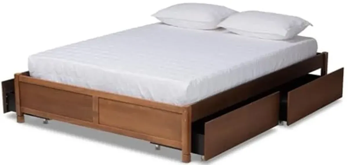 Baxton Studio Yara Brown Finished Wood Full Size 4-Drawer Platform Storage Bed