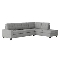 Lexicon Atlantis Tufted Fabric 2-Piece Reversible Sectional Sofa with Chaise, Light Gray