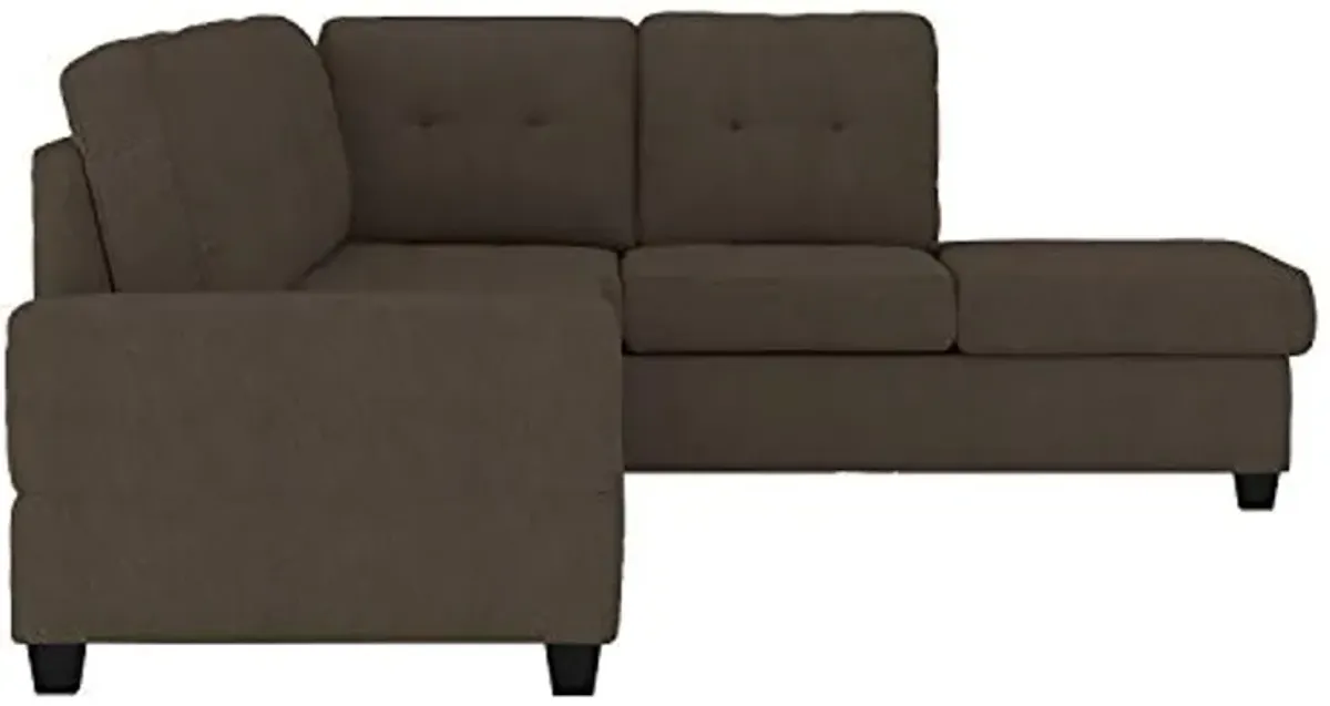 Lexicon Atlantis Tufted Fabric 2-Piece Reversible Sectional Sofa with Chaise, Chocolate