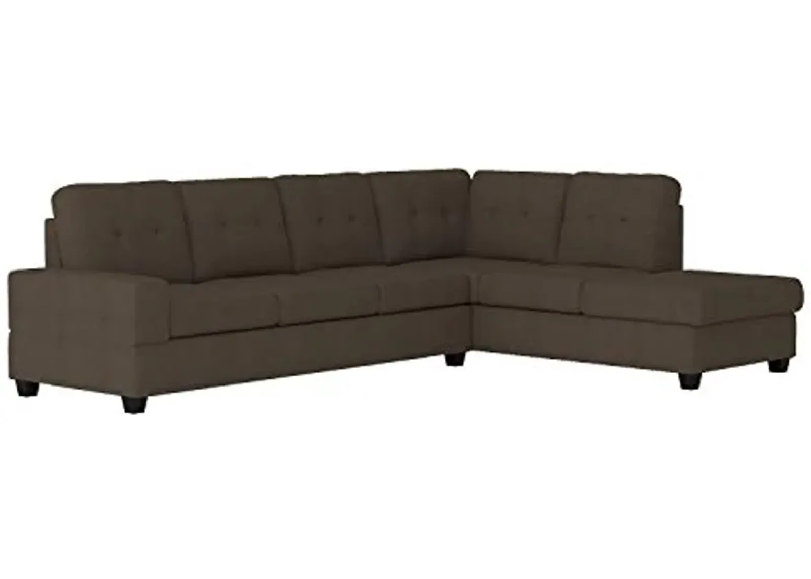 Lexicon Atlantis Tufted Fabric 2-Piece Reversible Sectional Sofa with Chaise, Chocolate