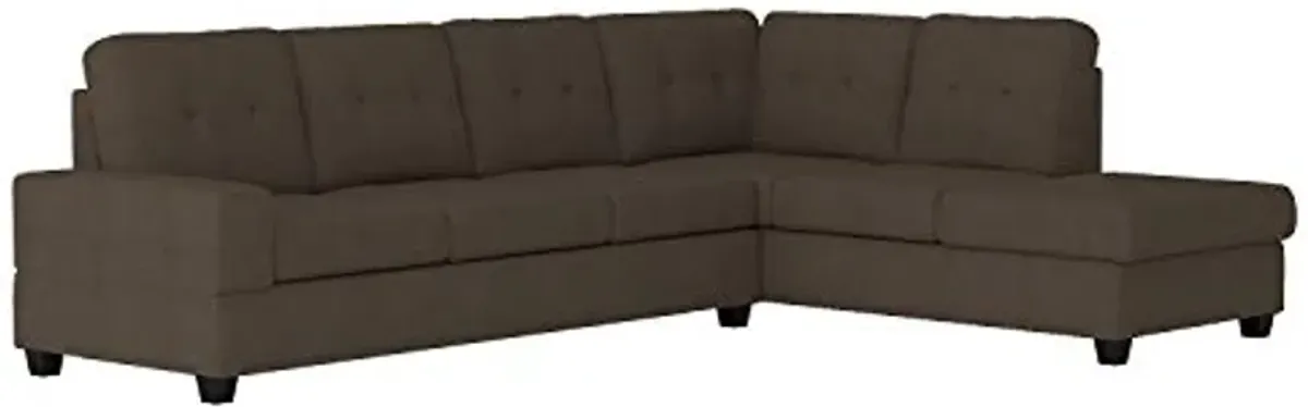 Lexicon Atlantis Tufted Fabric 2-Piece Reversible Sectional Sofa with Chaise, Chocolate