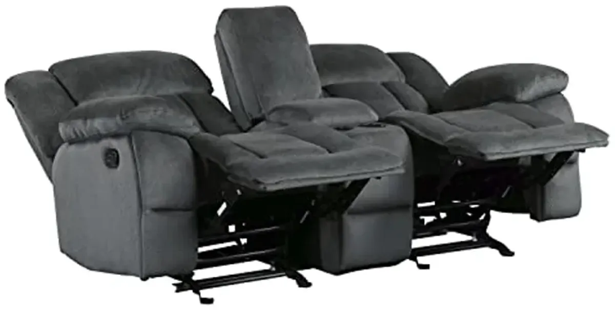 Lexicon Home Theater Seating, Wall Hugger Manual Reclining Loveseat with Center Console, Cup Holders, 2-Seat Dual Glider Recliner Loveseat for Living Room, 79’’W Loveseat, Charcoal​