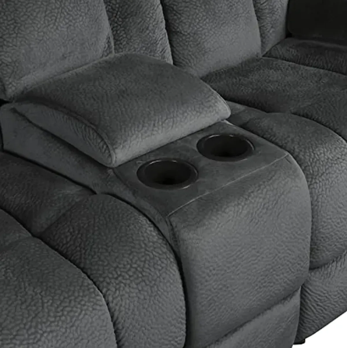 Lexicon Home Theater Seating, Wall Hugger Manual Reclining Loveseat with Center Console, Cup Holders, 2-Seat Dual Glider Recliner Loveseat for Living Room, 79’’W Loveseat, Charcoal​