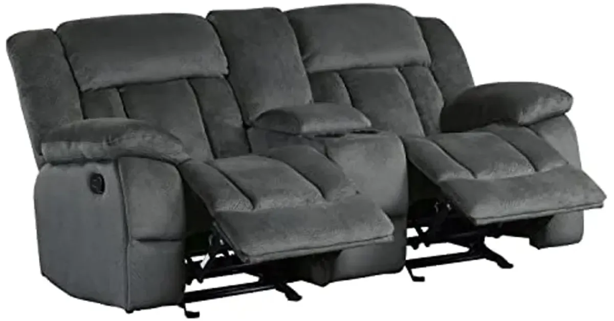 Lexicon Home Theater Seating, Wall Hugger Manual Reclining Loveseat with Center Console, Cup Holders, 2-Seat Dual Glider Recliner Loveseat for Living Room, 79’’W Loveseat, Charcoal​