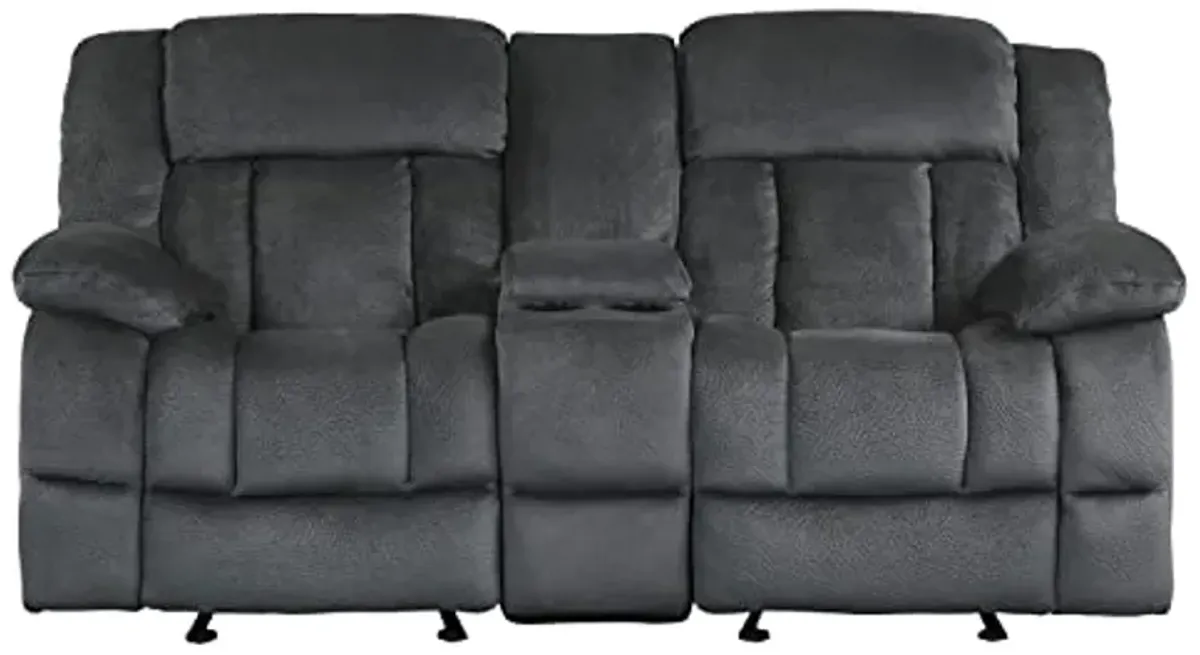 Lexicon Home Theater Seating, Wall Hugger Manual Reclining Loveseat with Center Console, Cup Holders, 2-Seat Dual Glider Recliner Loveseat for Living Room, 79’’W Loveseat, Charcoal​