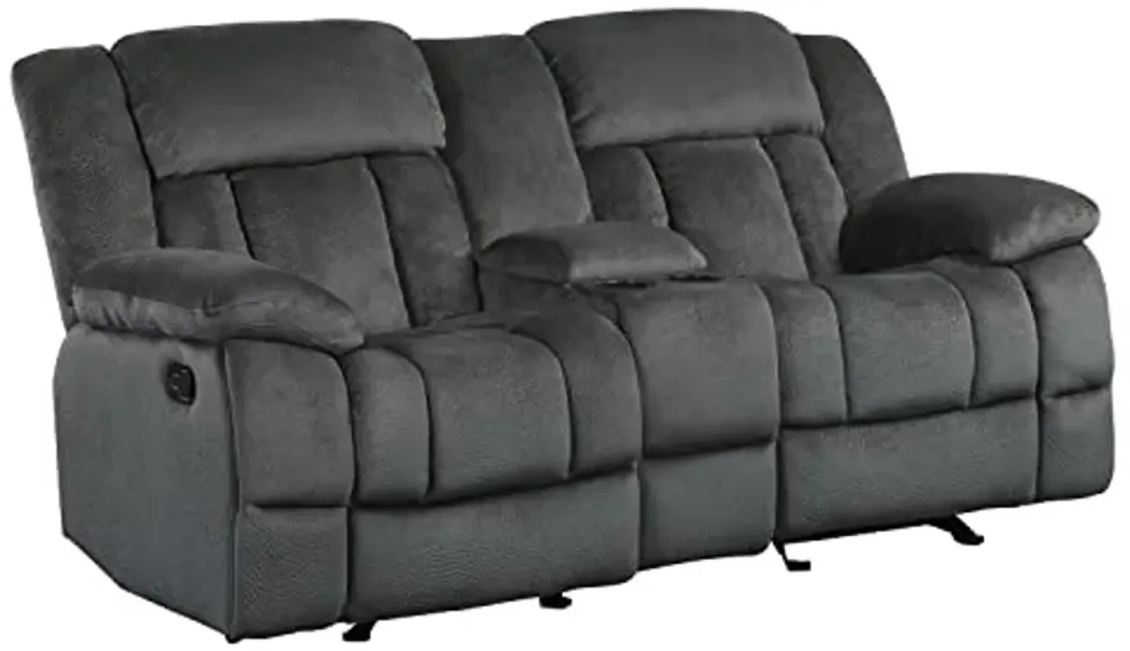 Lexicon Home Theater Seating, Wall Hugger Manual Reclining Loveseat with Center Console, Cup Holders, 2-Seat Dual Glider Recliner Loveseat for Living Room, 79’’W Loveseat, Charcoal​