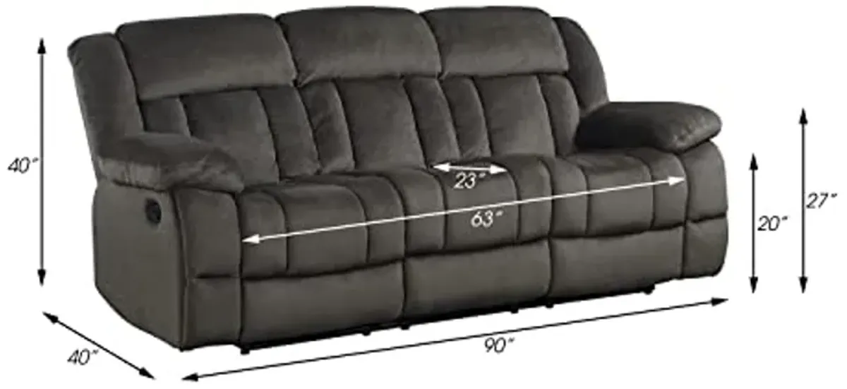 Lexicon Home Theater Seating, Wall Hugger Manual Reclining Sofa, 3-Seat Dual Recliner Sofa for Living Room, 90’’W Sofa, Chocolate ​