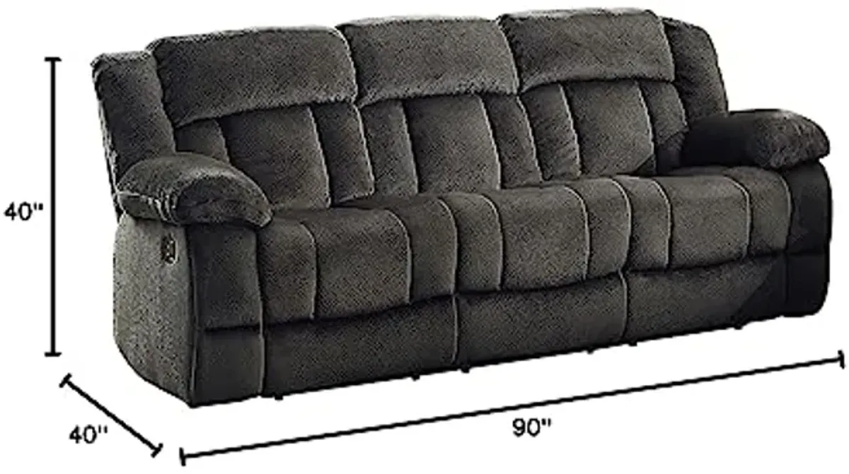 Lexicon Home Theater Seating, Wall Hugger Manual Reclining Sofa, 3-Seat Dual Recliner Sofa for Living Room, 90’’W Sofa, Chocolate ​