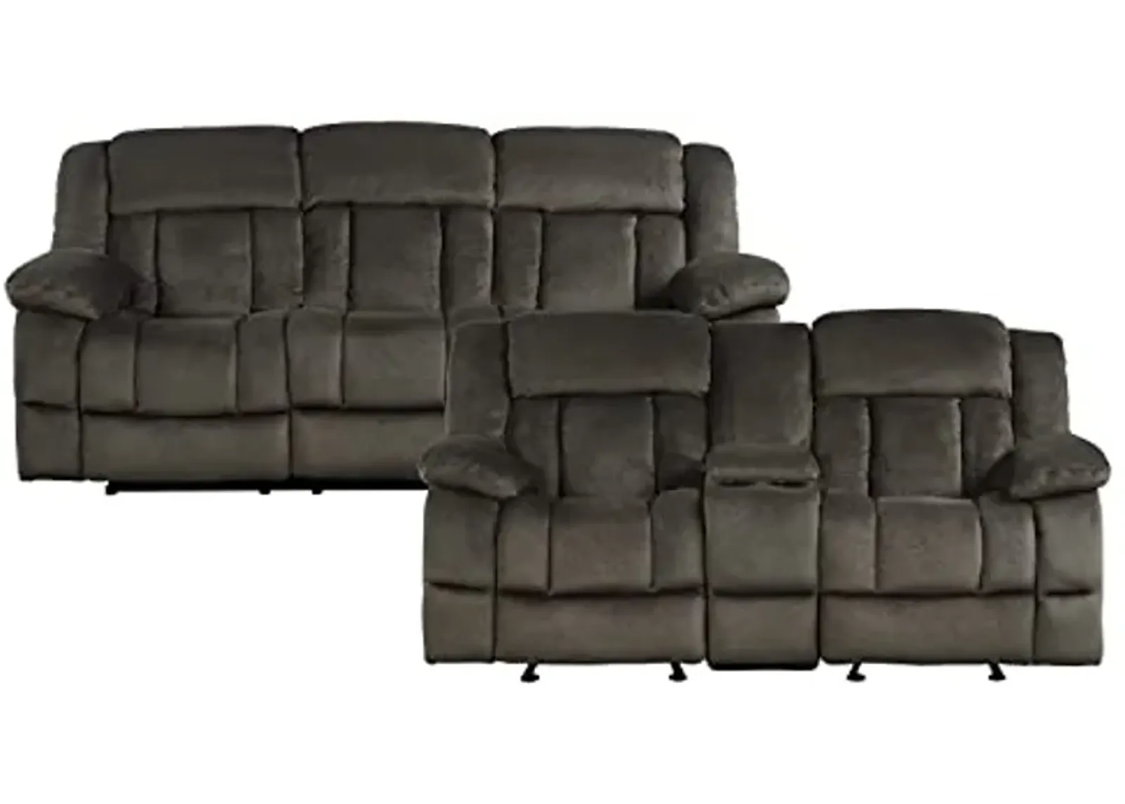 Lexicon Reclining Living Room Set, Manual Reclining Sofas, Couches for Living Room, Includes Reclining Sofa and Dual Glider Recliner Loveseat, 2-Piece Set, Chocolate ​