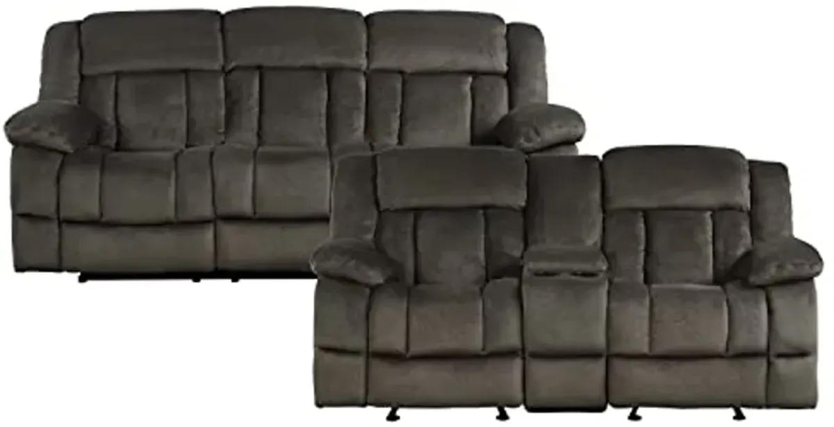 Lexicon Reclining Living Room Set, Manual Reclining Sofas, Couches for Living Room, Includes Reclining Sofa and Dual Glider Recliner Loveseat, 2-Piece Set, Chocolate ​