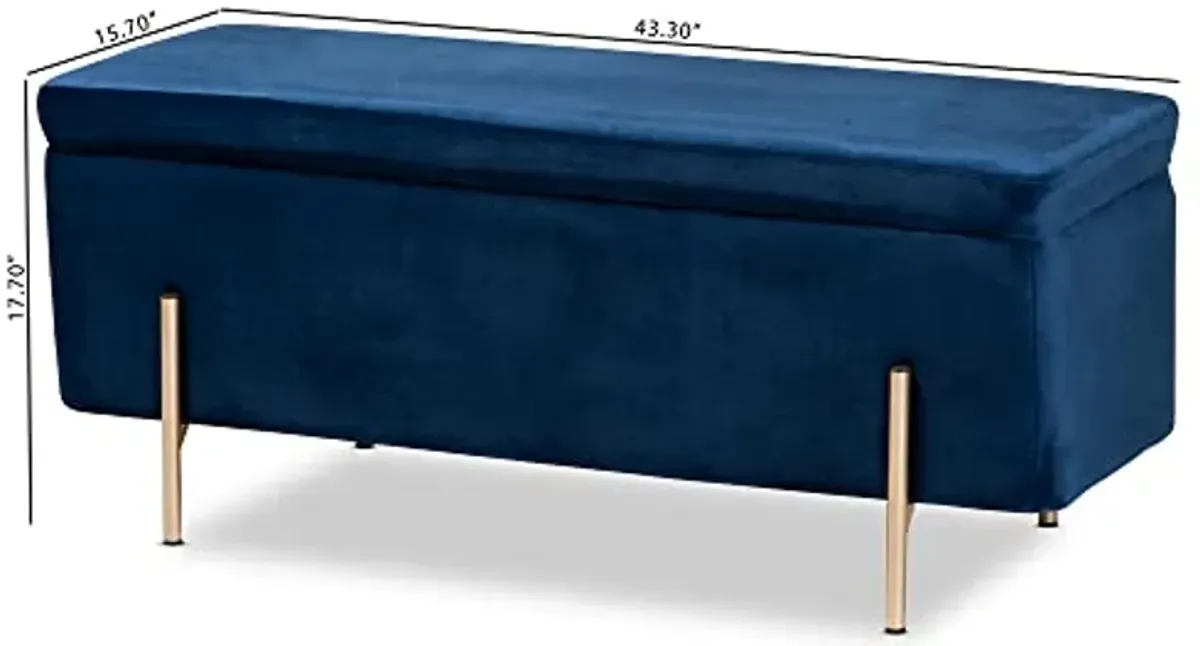 Baxton Studio Rockwell Benches & Banquettes, One Size, Navy Blue/Gold