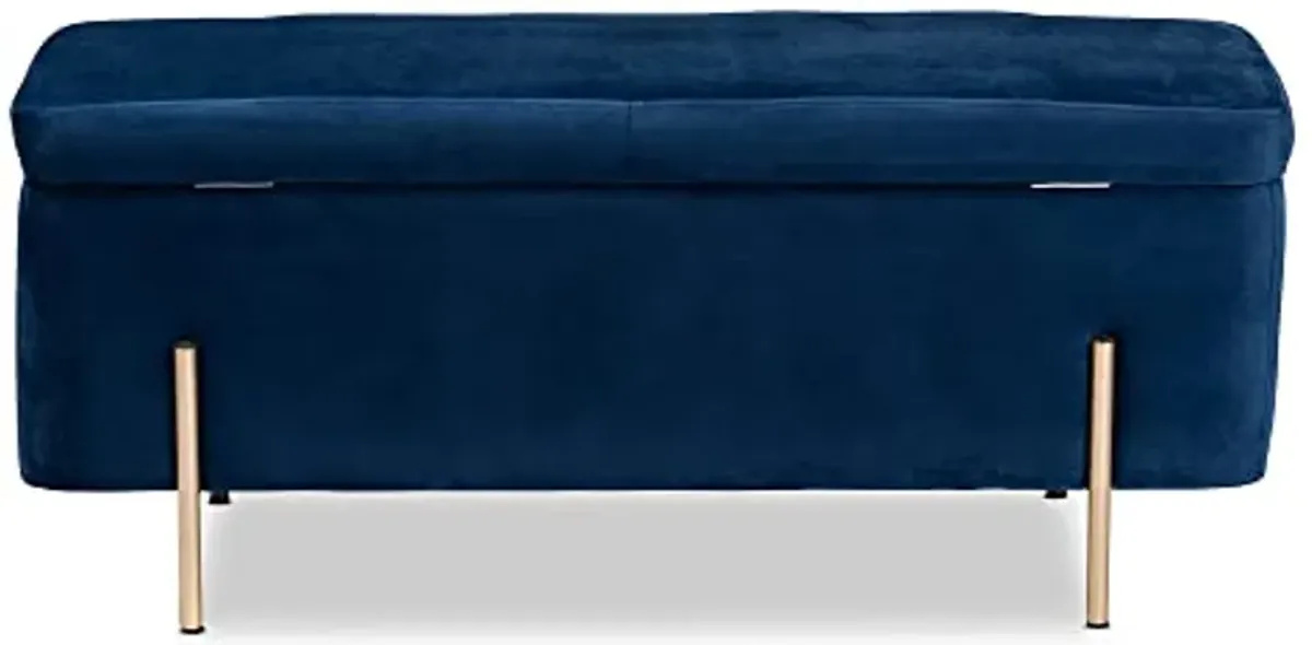 Baxton Studio Rockwell Benches & Banquettes, One Size, Navy Blue/Gold