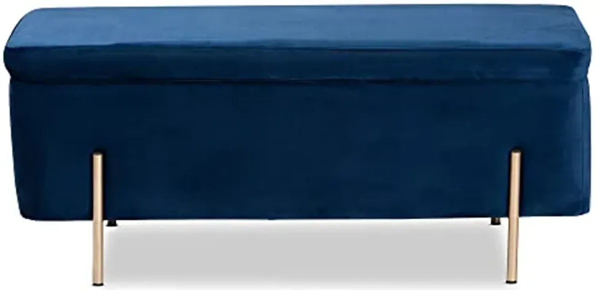 Baxton Studio Rockwell Benches & Banquettes, One Size, Navy Blue/Gold