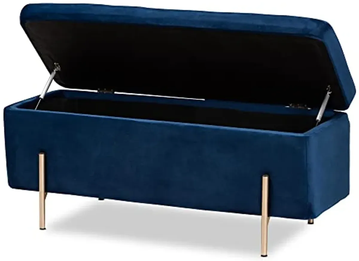 Baxton Studio Rockwell Benches & Banquettes, One Size, Navy Blue/Gold