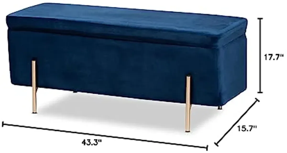 Baxton Studio Rockwell Benches & Banquettes, One Size, Navy Blue/Gold