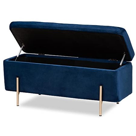 Baxton Studio Rockwell Benches & Banquettes, One Size, Navy Blue/Gold
