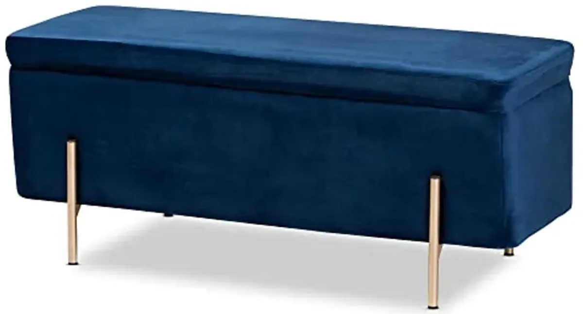 Baxton Studio Rockwell Benches & Banquettes, One Size, Navy Blue/Gold