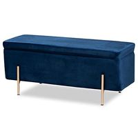 Baxton Studio Rockwell Benches & Banquettes, One Size, Navy Blue/Gold
