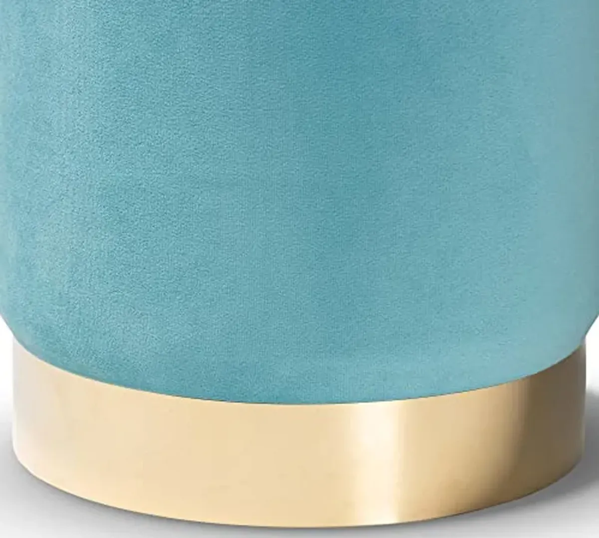 Baxton Studio Chaela Ottomans, Sky Blue/Gold