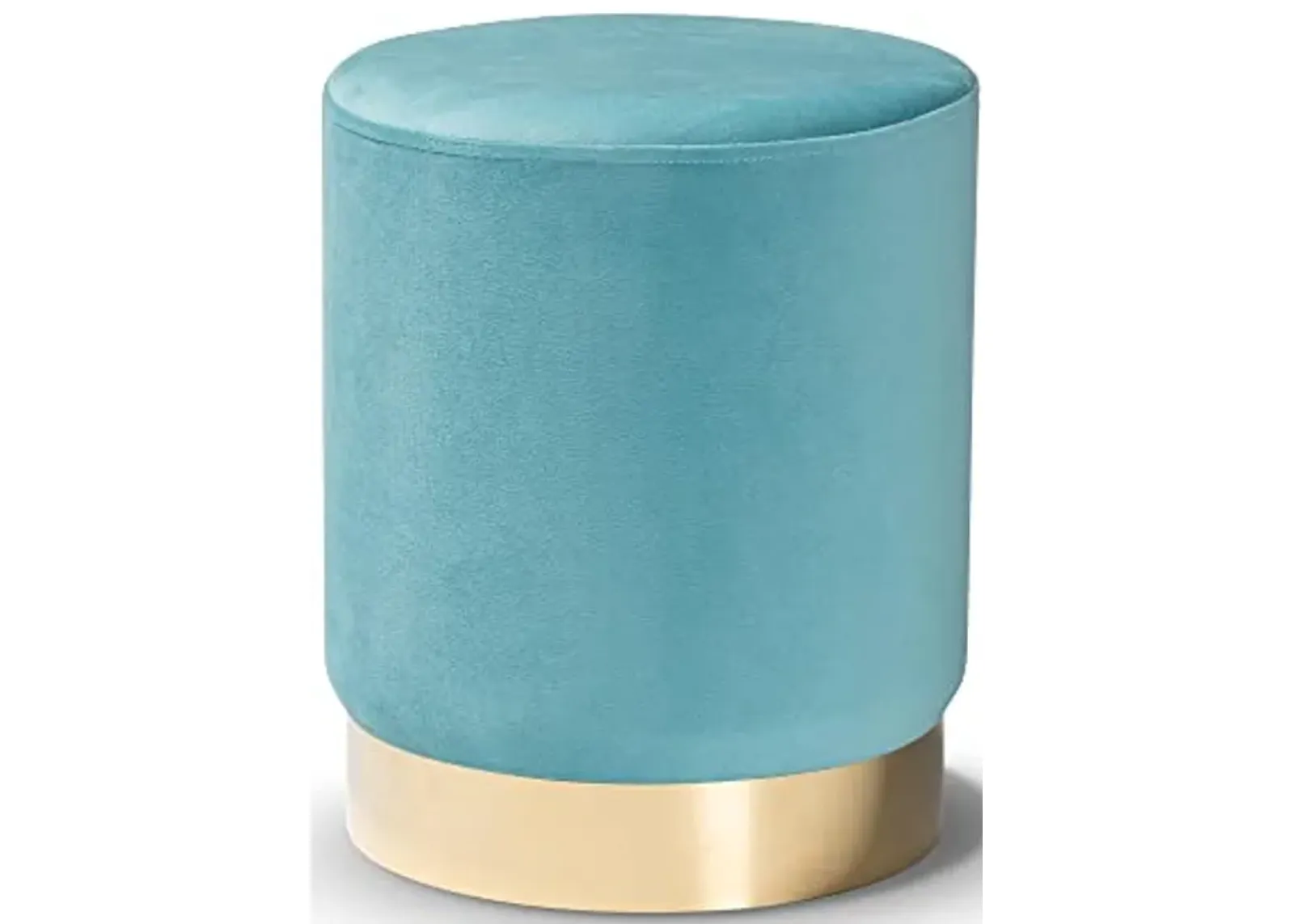 Baxton Studio Chaela Ottomans, Sky Blue/Gold