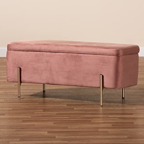 Baxton Studio Rockwell Benches & Banquettes, One Size, Blush Pink/Gold