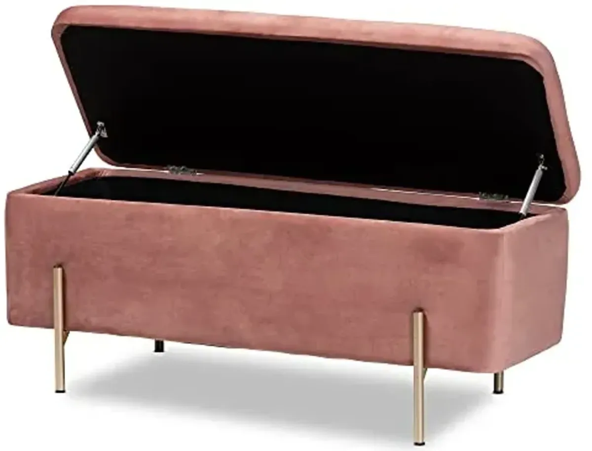 Baxton Studio Rockwell Benches & Banquettes, One Size, Blush Pink/Gold