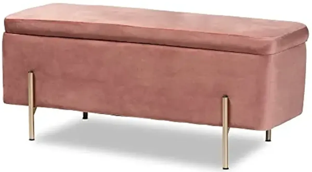 Baxton Studio Rockwell Benches & Banquettes, One Size, Blush Pink/Gold