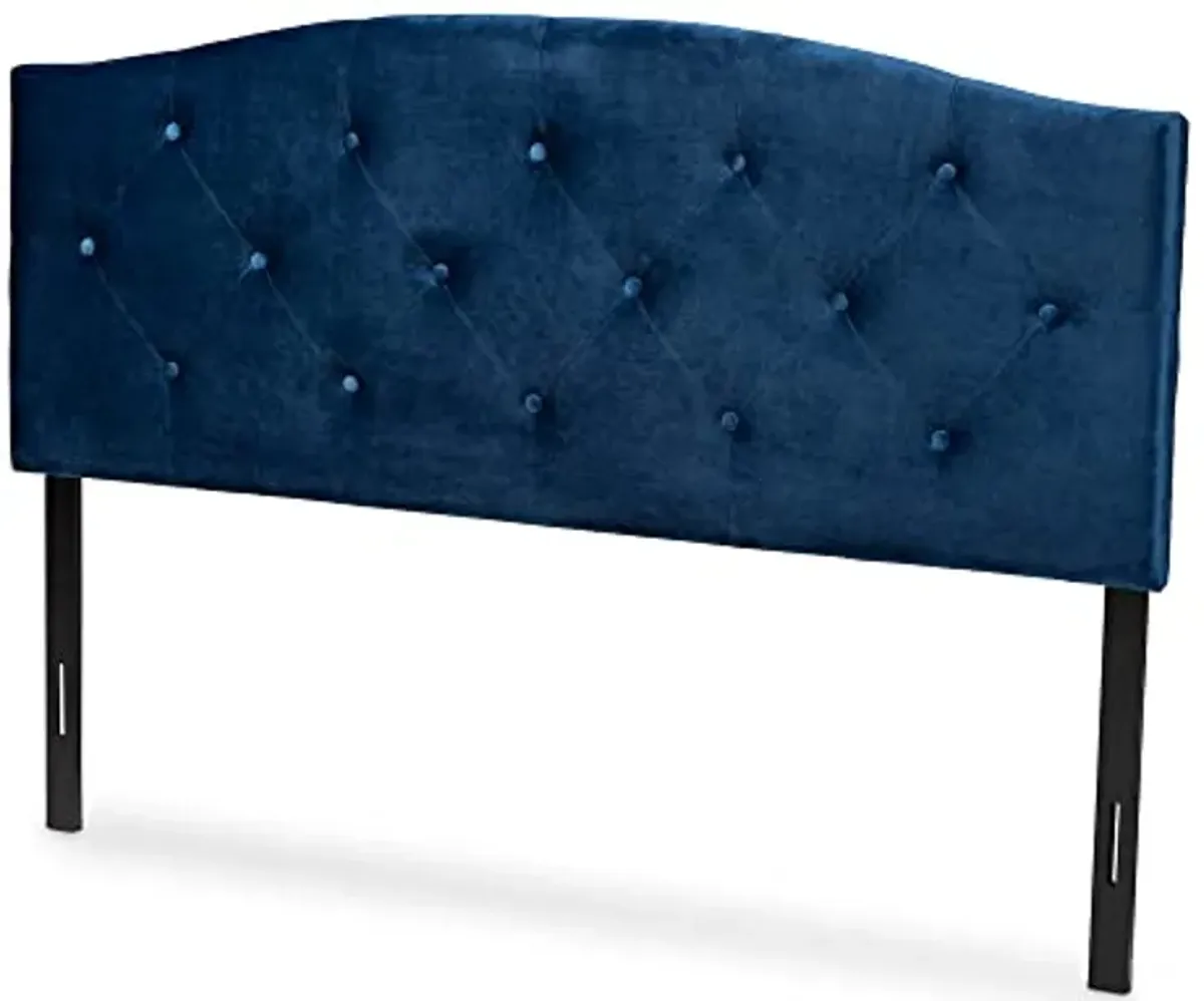 Baxton Studio Leone Headboards, King, Navy Blue/Dark Brown