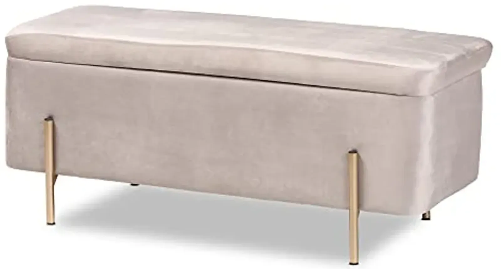 Baxton Studio Rockwell Contemporary Glam and Luxe Grey Velvet Fabric Upholstered and Gold Finished Metal Storage Bench