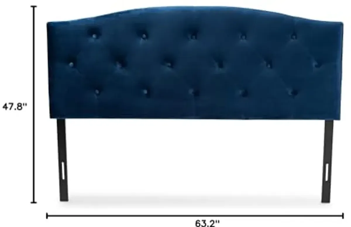 Baxton Studio Leone Headboards, Queen, Navy Blue/Dark Brown