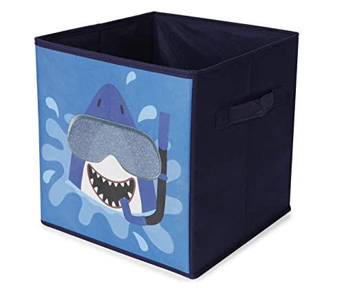 Heritage Kids Shark Collapsible Storage Cube, 10"x10", Blue
